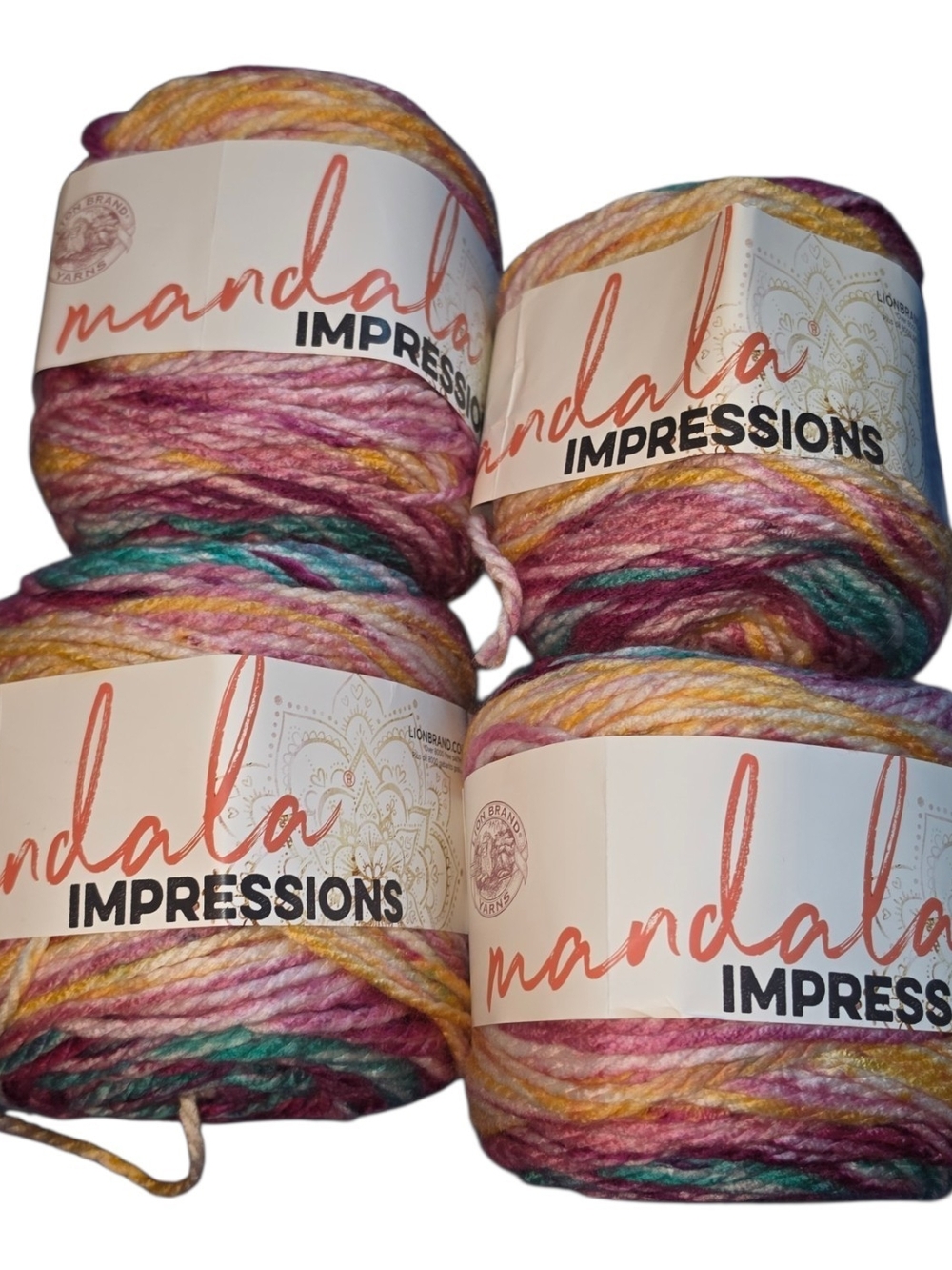 Lion Brand Mandala Impressions Sunset Yarn Lot of 4 Bulky #5 Multicolor